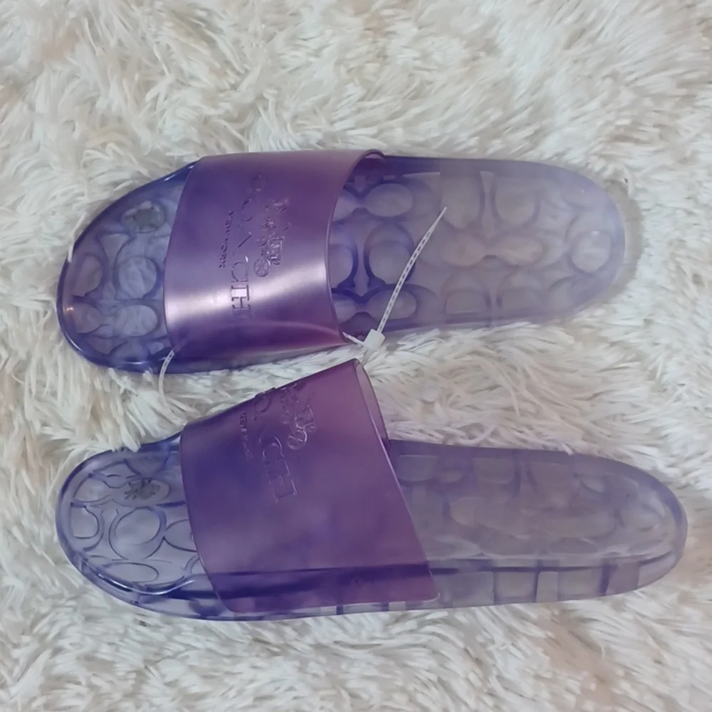Coach Ulyssa Rubber Water Resistant Jelly Slide Sandals Purple Size 8 - Picture 4 of 9